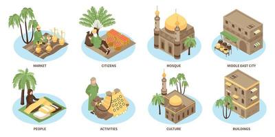 Middle Eastern City Isometric Compositions