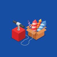 Fireworks Isometric Composition vector