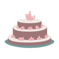 Chocolate cake with whipping cream semi flat color vector object