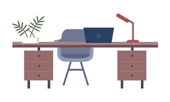 Home office furniture semi flat color vector object