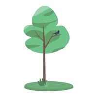 Tree with singing bird semi flat color vector object