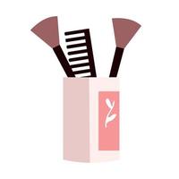 Holder with comb and brushes semi flat color vector object