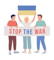 Stop war slogan semi flat color vector characters