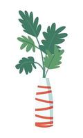 Tropical plant in red striped white vase semi flat color vector object