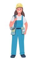 Female utility worker semi flat color vector character