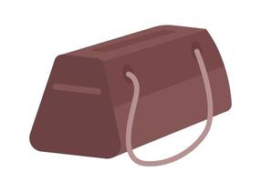 Leather luggage bag semi flat color vector object