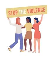 Protest against violence semi flat color vector characters