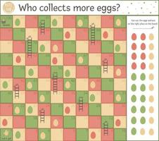juego de mesa de búsqueda de huevos de pascua para niños con símbolos tradicionales. juego de mesa educativo de vacaciones de primavera con números. quien colecciona mas huevos vector