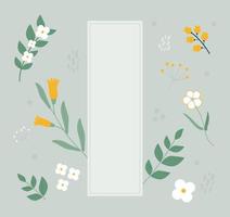 There is a horizontal frame and flowers are decorated around it. vector