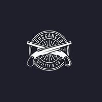 Gun badge logo vector icon illustration design Premium Vector