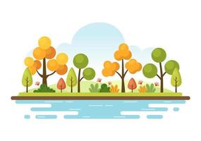 Nature and Landscape Unique of Trees, Forest, Mountains, Flowers or Plants in Spring and Summer Background in Abstract Different Shapes Flat Style Illustration vector