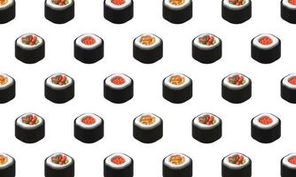 3d render illustration roll sushi pattern. 3d illustration japanese sushi object photo