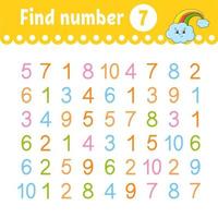 Find number. Education developing worksheet. Activity page with pictures. Game for children. Color isolated vector illustration. Funny character. cartoon style.