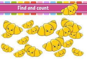 Find and count. Education developing worksheet. Activity page. Puzzle game for children. Birthday theme. Logical thinking training. Isolated vector illustration. cartoon character.