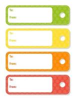 Gift tags. Bright stickers. Rectangular label. For holidays with space for your text. Color vector isolated illustration.