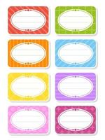 Set stickers for design. Empty template. Name tags, gift labels. Perfect for folders, daily journals, notebooks, lunch bags, pencil boxes. Rectangular label. Color vector isolated illustration.