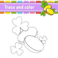 Trace and color. Coloring page for kids. Handwriting practice. Education developing worksheet. Activity page. Game for toddlers. St. Patrick's day. vector