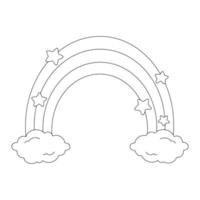 Rainbows and clouds. Coloring book page for kids. Cartoon style character. Vector illustration isolated on white background.