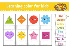 Learning color for kids. Education developing worksheet. Activity page with color pictures. Riddle for children. Isolated vector illustration. Funny character. Easter theme.