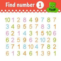 Find number. Education developing worksheet. Activity page with pictures. Game for children. Color isolated vector illustration. Funny character. cartoon style.