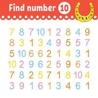 Find number. Education developing worksheet. Activity page with pictures. Game for children. Color isolated vector illustration. Funny character. cartoon style.