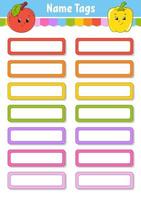Set stickers. Empty template. Name tags, gift labels. Perfect for folders, daily journals, notebooks, lunch bags, pencil boxes. Rectangular label. Color vector isolated illustration.