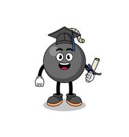 bomb mascot with graduation pose vector