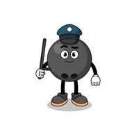 ilustración de dibujos animados de policía de bola de bolos vector
