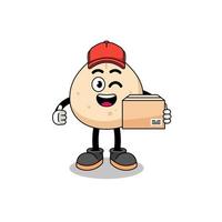 meat bun mascot cartoon as an courier vector