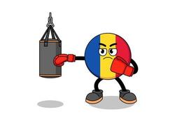 ilustración, de, rumania, bandera, boxeador vector