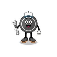 hockey puck illustration cartoon as a mechanic vector