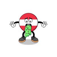 austria flag mascot cartoon vomiting vector