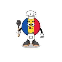 ilustración de la mascota del chef de la bandera de rumania vector