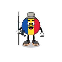 Mascot Illustration of romania flag fisherman vector