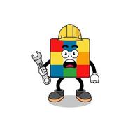 ilustración de personaje de rompecabezas de cubo con error 404 vector