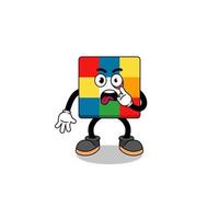 Character Illustration of cube puzzle with tongue sticking out vector