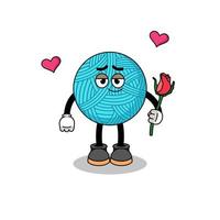 yarn ball mascot falling in love vector