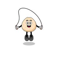 meat bun mascot cartoon is playing skipping rope vector