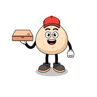 meat bun illustration as a pizza deliveryman vector