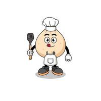 Mascot Illustration of meat bun chef vector