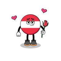 austria flag mascot falling in love vector