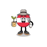 Illustration of austria flag cartoon holding a plant seed vector