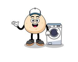 meat bun illustration as a laundry man vector