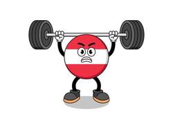 austria flag mascot cartoon lifting a barbell vector