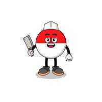 Mascot of indonesia flag as a butcher vector