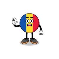 romania flag cartoon illustration doing stop hand vector