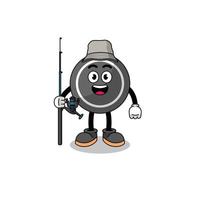 Mascot Illustration of hockey puck fisherman vector