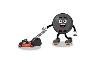 bowling ball illustration cartoon holding lawn mower vector