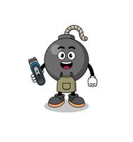 Cartoon Illustration of bomb as a barber man vector