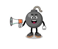 bomb cartoon illustration holding megaphone vector